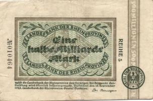 Német Birodalom/Weimari Köztársaság/Poroszország/Rheinprovinz/Landesbank 1923. 1/2MilliárdM(500000000M) T:II/III+