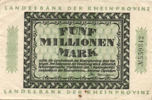 Német Birodalom/Weimari Köztársaság/Poroszország/Rheinprovinz/Landesbank 1923. 5000000M T:II/III+