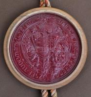 1925 Jakobinyi Béla országgyűlési képviselő, ügyész jogi diplomája szép állapotú viasz függőpecsétte...