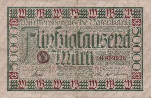 Német Birodalom/Weimari Köztársaság/Württemberg/Württembergische Notenbank 1923. 10000M, 50000M, 100...