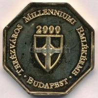 2000. Terézváros Millenniumi Emlékérme - Budapest aranyozott, nyolcszögletű, kétoldalas emlékérem (39mm) T:1