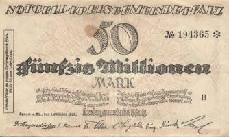 Német Birodalom/Weimari Köztársaság/Bajorország/Kreisgemeinde Pfalz, Speyer 1923. 50000000M T:II-
