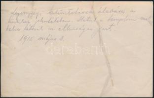 1915 Legénységi kitüntetés átadása a tisztikar jelenlétében a fronton, hátoldalon feliratozott, rest...