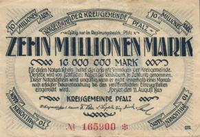 Német Birodalom/Weimari Köztársaság/Bajorország/Kreisgemeinde Pfalz, Speyer 1923. 10000000M + 50000000M T:II/III