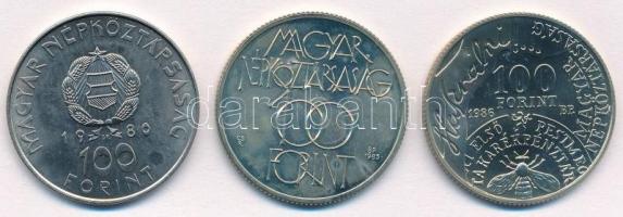 1980. 100Ft Ni "Szovjet-magyar közös űrrepülés" + 1985. 100Ft alpakka "Kulturális Fór...