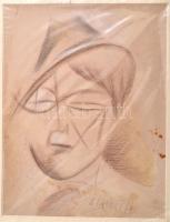 Scheiber jelzéssel: Portré. Pasztell, papír, foltos, 25×19 cm