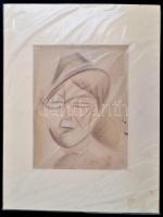 Scheiber jelzéssel: Portré. Pasztell, papír, foltos, 25×19 cm