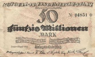 Német Birodalom/Weimari Köztársaság/Bajorország/Kreisgemeinde Pfalz, Speyer 1923. 10000000M + 500000...