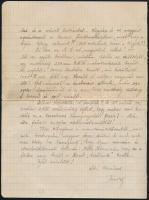 1937 vitéz Vecsérdy Imre egykori tart. főhadnagy részére szóló levél egy zombori barátjától Ausztriá...