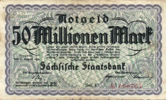 Német Birodalom/Weimari Köztársaság/Szászország/Sachsische Staatsbank 1923. 1000000M, 50000000M T:II...