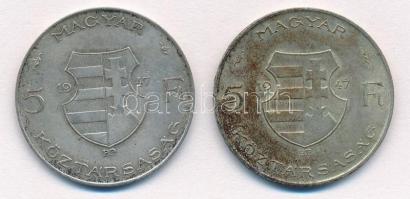 1947. 5Ft Ag "Kossuth" (2x) T:2,2- patina Adamo F8.1