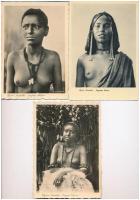5 db RÉGI használatlan afrikai folklór lap meztelen nőkkel. Kitűnő minőség / 5 pre-1945 unused African folklore motive postcards with nude women. Excellent condition