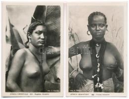 5 db RÉGI használatlan afrikai folklór lap meztelen nőkkel. Kitűnő minőség / 5 pre-1945 unused Afric...