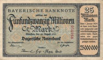 Német Birodalom/Weimari Köztársaság/Bajorország/Bayerische Notenbank 1923. 50000M + 25000000M T:II/I...