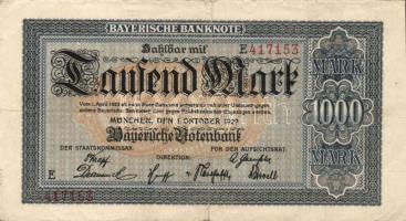 Német Birodalom/Weimari Köztársaság/Bajorország/Bayerische Notenbank 1922-1923.1000M + 5000M + 50000M T:II/III,III