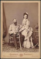 cca 1880 Báró Máriássy János (1822-1905) altábornagy és felesége Szinyei Merse Emma, keményhátú fotó Doctor és Kozmata pesti műterméből, szép állapotban, 16×10,5 cm