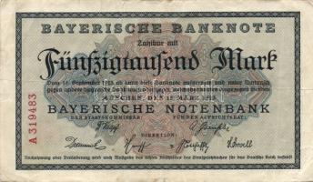 Német Birodalom/Weimari Köztársaság/Bajorország/Bayerische Notenbank 1922-1923.1000M + 5000M + 50000...