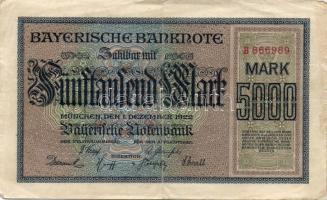 Német Birodalom/Weimari Köztársaság/Bajorország/Bayerische Notenbank 1922-1923.1000M + 5000M + 50000...