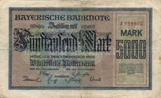 Német Birodalom/Weimari Köztársaság/Bajorország/Bayerische Notenbank 1922-1923. 5000M + 50000M T:II/...