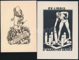 Dr. Szánthó Dénes erotikus ex libris, 2 db, klisé, papír, jelzett, 13×9 és 14×10 cm