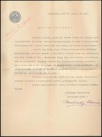 1939 Reviczky Elemér (1882-1965) esztergomi főszolgabíró protekciókérő levele, saját kezű aláírásával, borítékkal