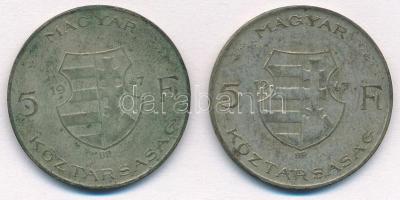 1947. 5Ft Ag "Kossuth" (2x) T:2-,3 patina  Adamo F8.1