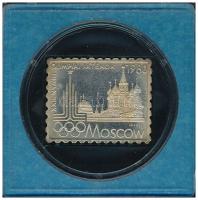 1980. XXII. Nyári Olimpiai Játékok Moszkva 1980 jelzett Ag bélyegérem eredeti ÁPV tokban (~3,40g/0.835/27x22mm) T:1- (eredetileg PP)