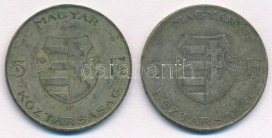 1947. 5Ft Ag "Kossuth" (2x) T:2- patina  Adamo F8.1