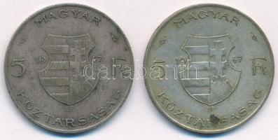 1947. 5Ft Ag "Kossuth" (2x) T:2- patina  Adamo F8.1