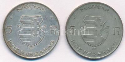 1947. 5Ft Ag "Kossuth" (2x) T:2- patina  Adamo F8.1