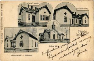 1913 Ipolyság, Sahy; Közkórház, gondnoki és apáca lak, Sebészeti és fertőző osztály. Kanyó A. utóda kiadása / hospital, Surgical and infectious wards, caretaker and nun houses