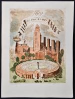 Olvashatatlan jelzéssel: Los Angeles 1984. Színezett rézkarc, papír, jelzett, 38×28 cm