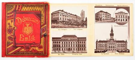 1895 Debreczeni Emlék, kőnyomatos városképek 12 lapon, kiadói aranyozott kötésben, ritka!, 15×13 cm