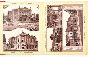 1895 Debreczeni Emlék, kőnyomatos városképek 12 lapon, kiadói aranyozott kötésben, ritka!, 15×13 cm