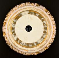 cca 1940 Zsolnay talapzat (lyukkal), aranyozás kopott, jelzett, d:13 cm (belső: 8 cm)