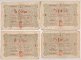 1848. 5Ft "Kossuth bankó" vörösesbarna nyomat (11x) egyiknél előlapi román szöveg ékezet h...