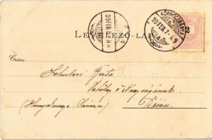 1899 Körmöcbánya, Kremnica; Főtér felső és alsó része, Szentháromság szobor, Városi polgári leányisk...