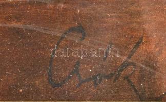 Csók jelzéssel: Virágcsendélet. Akvarell, papír, szakadással, gyűrött, üvegezett keretben,  36×44 cm