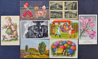 100 db főleg RÉGI képeslap az 1930-as évektől 1960-ig, főleg motívumok, művészlapok / 100 mostly pre-1945 postcards from 1930 to 1960. Mostly motives, art postcards