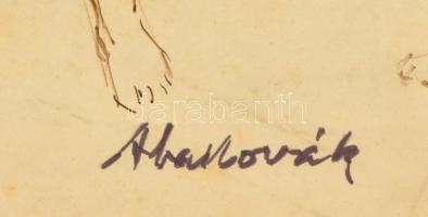 Aba jelzéssel: Női akt vázlatok. Tus, papír, üvegezett keretben, 27×34 cm