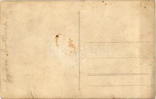 Győr (?), Kovács József hentes üzlete a tulajjal és feleségével. photo (fa)