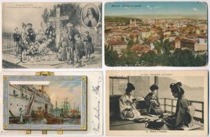 32 db RÉGI képeslap: magyar, külföld és motívumok / 32 pre-1945 postcards: Hungarian, European and motives