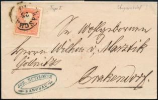 ~1860 5kr II. on cover "KASCHAU", ~1860 5kr II. levélen "KASCHAU"