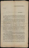 1871 Budafok, a honvédelmi miniszter újoncozással kapcsolatos rendelete, hajtásnyommal, ceruzás felirattal: Promontor (Budafok), 6 p.