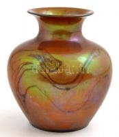 Zsolnay eozin mázas váza, jelzett, mázhibával, kopásnyomokkal, m: 12 cm