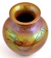 Zsolnay eozin mázas váza, jelzett, mázhibával, kopásnyomokkal, m: 12 cm