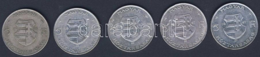 1947. 5Ft Ag "Kossuth" (5x) T:2,3