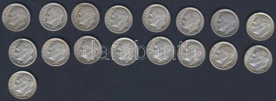 USA 1946-64. 10c Ag "Roosevelt" (17x) mind klf évszám! T:2,3