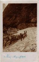 1910 Osztrák-magyar katonák a szlovén Krn hegyen / Austro-Hungarian K.u.K. military, soldiers climbing the Krn mountain (Slovenia). photo (EK)