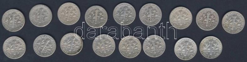 USA 1946-64. 10c Ag "Roosevelt" (17x) mind klf évszám! T:2,3